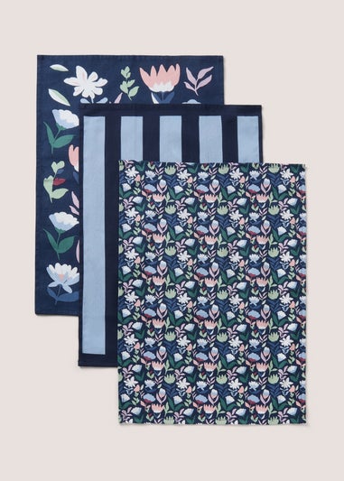 3 Pack Navy Floral Tea Towels M486082