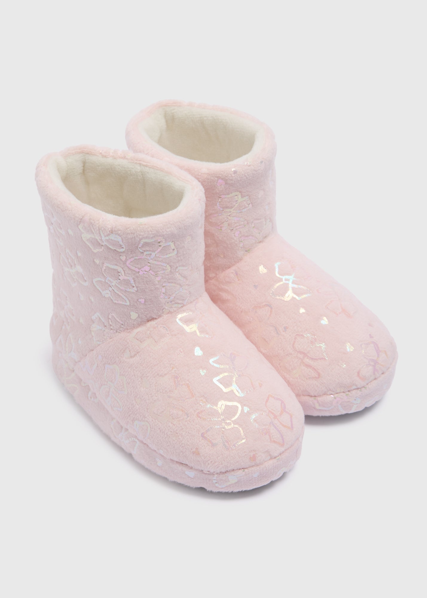 Girls Pink Shiny Bow Slipper Boots (Younger 4-12) C304485