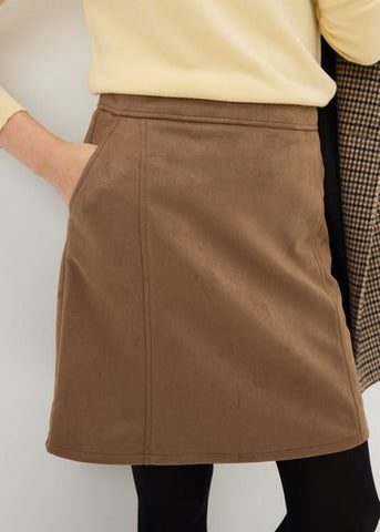 Brown Suede Mini Skirt F481099