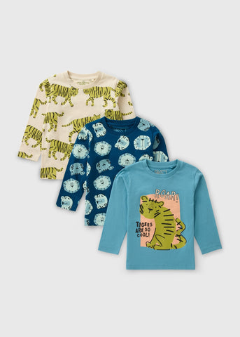 3 Pack Boys Blue Tiger Tops (1-7yrs) B101051