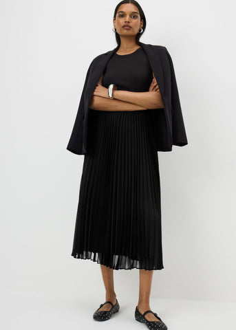 Black Pleated Midi Skirt F481102