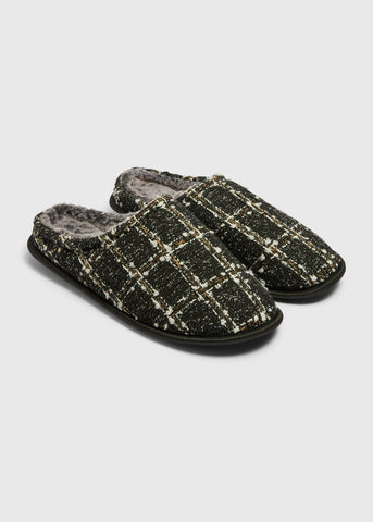Grey Tweed Check Slippers M289588