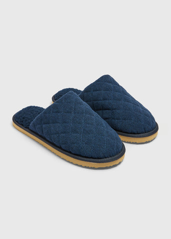 Navy Borg Quilted Slippers M289596
