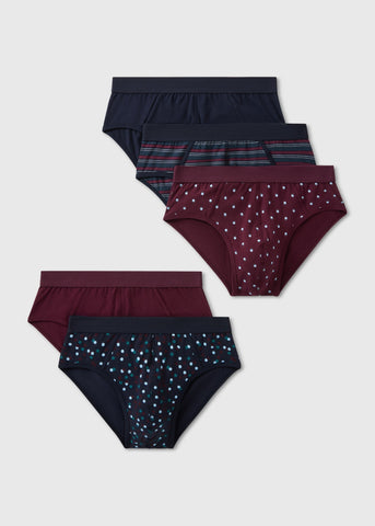 5 Pack Multi Spot Print Briefs M289699