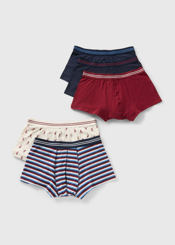 5 Pack Multicolour Stag Print Hipsters M289708