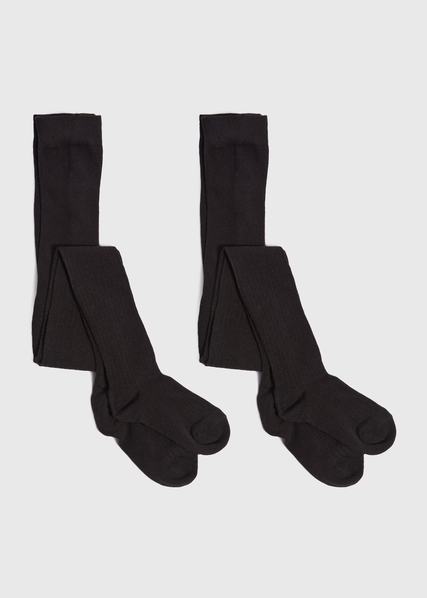 2 Pack Girls Black Ribbed Tights (4-13yrs) G034201