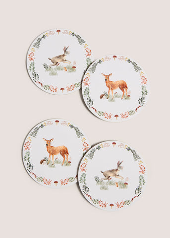 Woodland Corkback Coasters White M486216