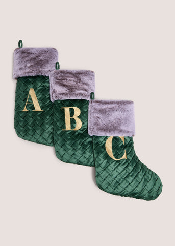 Green Alphabet Woven Stocking M930533
