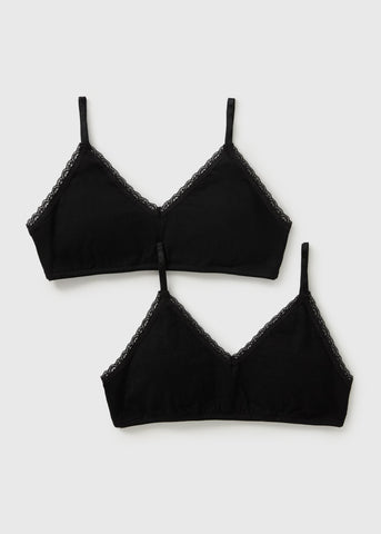 Girls 2 Pack Black Padded Crop Tops (8-13yrs) G370638