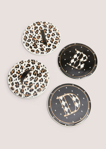 Black & White Leopard Print A-Z Coasters M486292