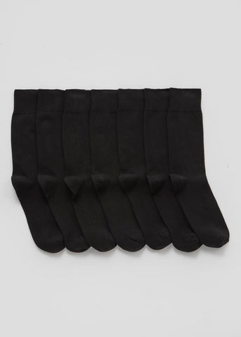 7 Pack Black Cotton Rich Socks  M212322
