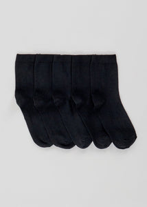 5 Pack Black Ankle Socks  F366782