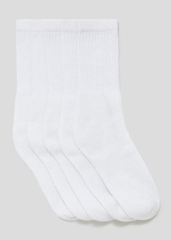5 Pack White Sports Socks  M211447