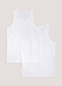 2 Pack White Cotton Vests  M211764