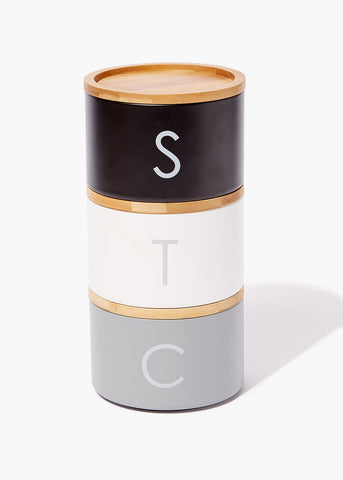Metal Tea Coffee & Sugar Stackable Canisters (27cm x 13.5cm) Multi M484674