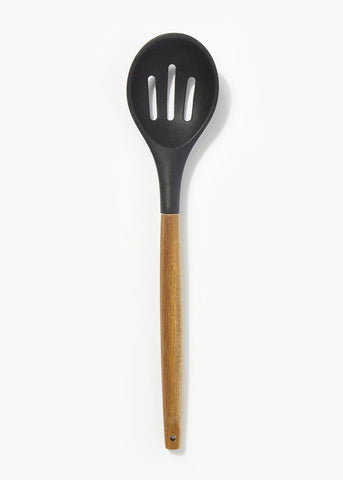 Black Acacia Wooden Slotted Spoon (32cm x 7.5cm) M483307