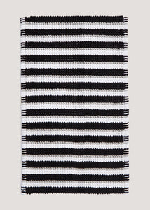 Monochrome Stripe Chenille Bath Mat (50cm x 80cm) Black M814331