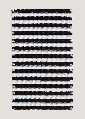Monochrome Stripe Chenille Bath Mat (50cm x 80cm) Black M814331