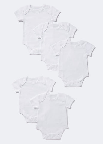 Baby 5 Pack White Bodysuits (Tiny Baby-23mths)  C135516