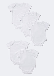 Baby 5 Pack White Bodysuits (Tiny Baby-23mths)  C135966