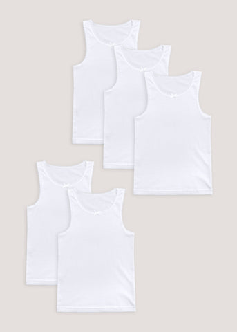Girls 5 Pack White Vests (2-11yrs)  G370429
