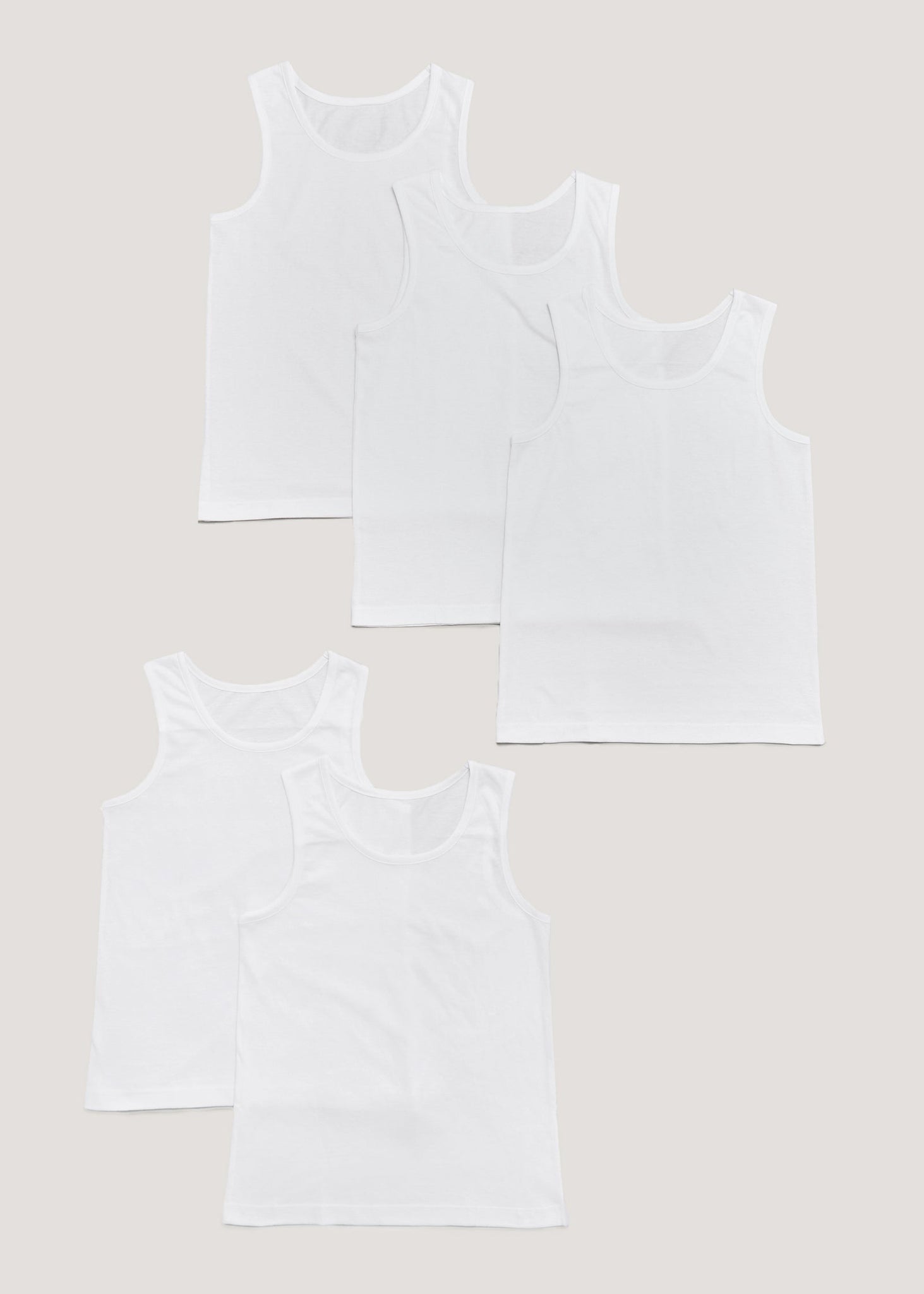 Kids 5 Pack White Vests (2-13yrs)  B290198