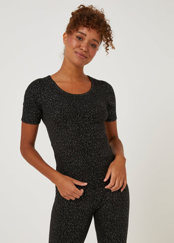 Black Thermal Short Sleeve Top  F471207