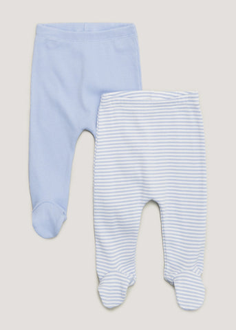 Baby 2 Pack Blue Ribbed Leggings (Tiny Baby-18mths)  C135609