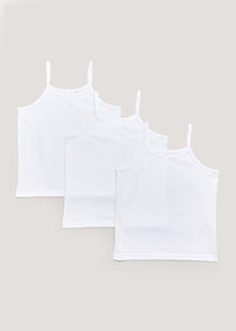 Girls 3 Pack White Cami Vests (2-13yrs)  G370510