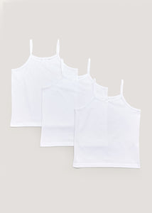 Girls 3 Pack White Cami Vests (2-13yrs)  G370448