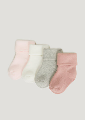 Unisex 4 Pack Pink Terry Tot Baby Socks (Newborn-12mths)  C135675