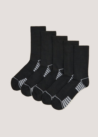 US Athletic 5 Pack Black Sports Socks  M212182