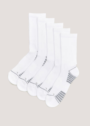 US Athletic 5 Pack White Sports Socks  M212183