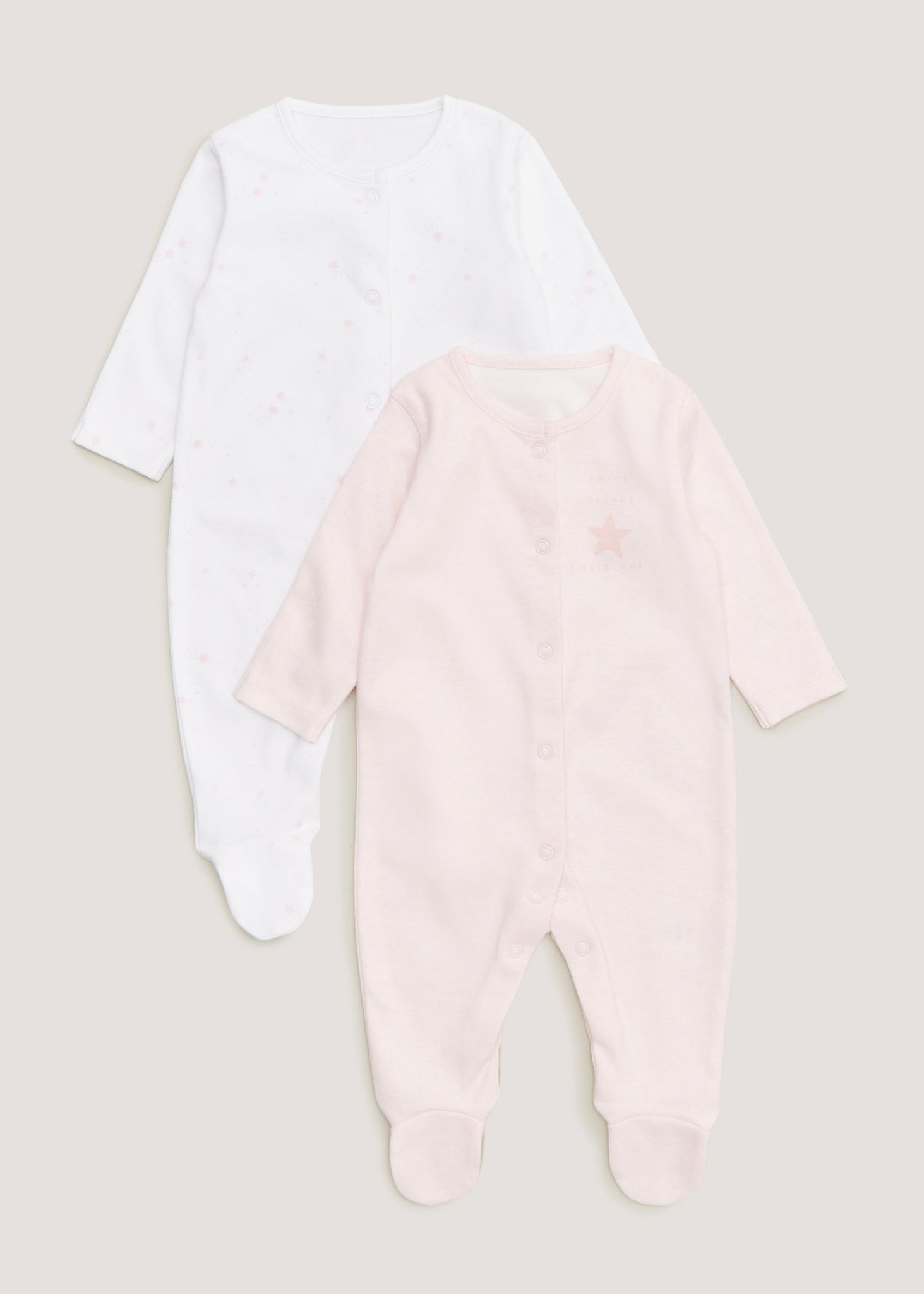 Baby 2 Pack Pink Star Sleepsuits (Newborn-23mths)  C135731