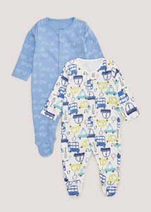 Baby 2 Pack Car Sleepsuits (Newborn-23mths)  C135742
