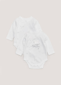 Baby 2 Pack White Star Long Sleeve Bodysuits (Tiny Baby-12mths)  C135758