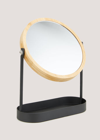 Black Metal & Bamboo Mirror (19cm x 25cm x 8cm) M814565