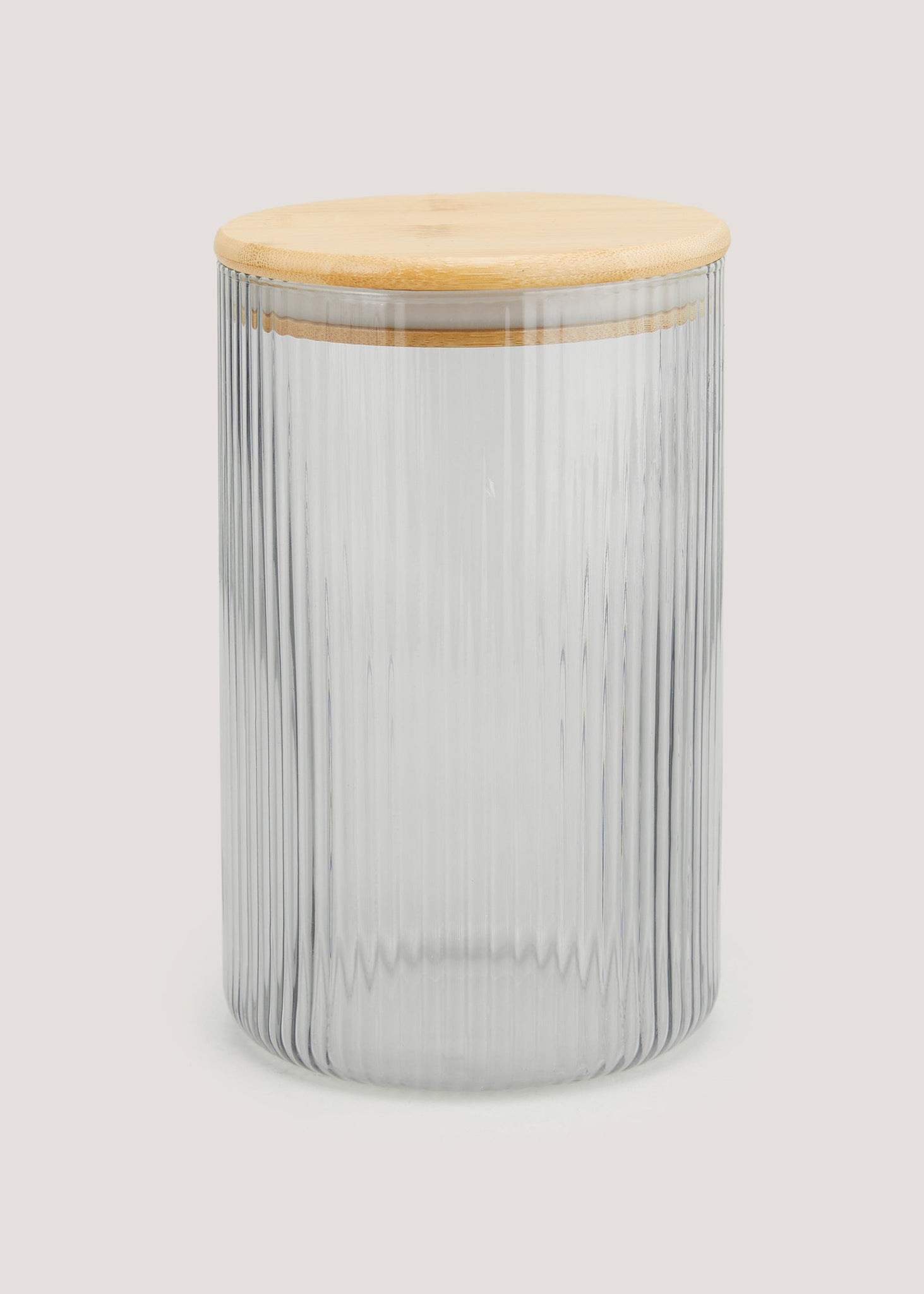 Smoked Grey Large Ribbed Glass Lidded Canister (18.5cm x 11.5cm) M484059