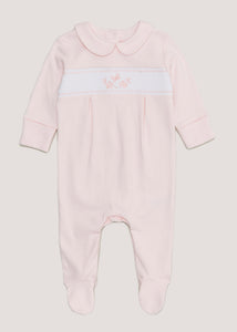 Baby Pink Smocked Sleepsuit (Tiny Baby-12mths)  C135773