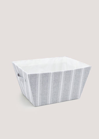 Grey Stripe Fabric Storage Tray (43cm x 33cm x 23cm) M697703