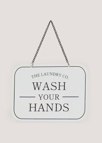Wash Your Hands Bathroom Sign (15cm x 20cm) White M814567