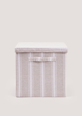 Beige Stripe Foldable Storage Box (33cm x 33cm x 31cm) M697719