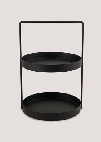 Black Metal 2 Tier Circle Caddy (30cm x 20cm x 21cm) M814581