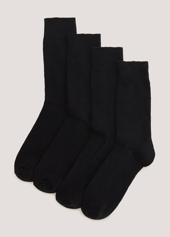 4 Pack Plain Black Socks  M212324