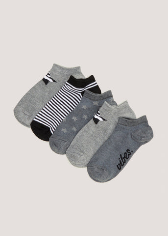 Kids Grey Print Trainer Socks (Younger 6-Older 6.5)  B300358