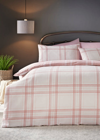 Pink Check Waffle Reversible Duvet Cover  M236953