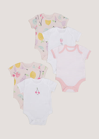Baby 5 Pack Fruit Print Bodysuits (Newborn-23mths)  C135730