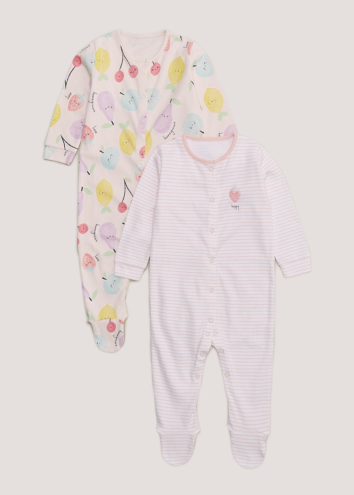 Baby 2 Pack Pink Fruit Sleepsuits (Newborn-23mths)  C135734
