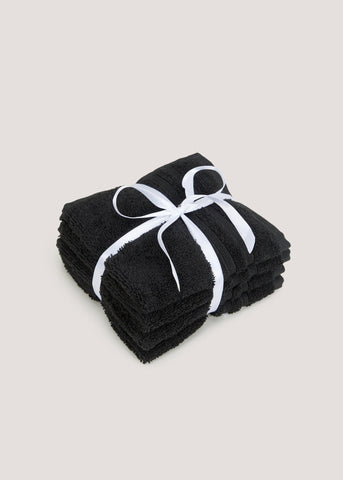 4 Pack Black 100% Egyptian Cotton Face Cloths M170807