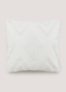 White Tufted Bobble Cushion (43cm x 43cm) M493675
